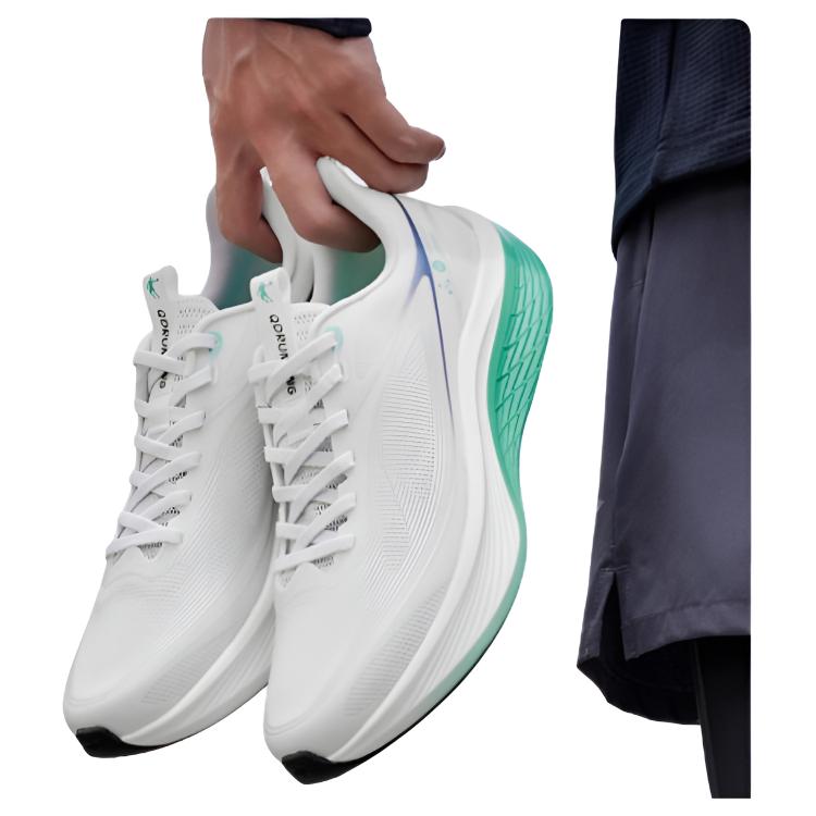 QIAODAN Light Speed 5.0 Cushioning Breathable Cushioning Breathable Low top Casual Running Shoes Men’s White Green