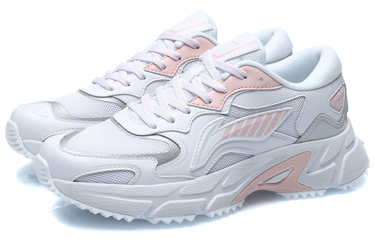 Li Ning Cushioning Slip Resistant Abrasion Resistant Breathable Lightweight Low top Sprint Running Shoes Women’s White