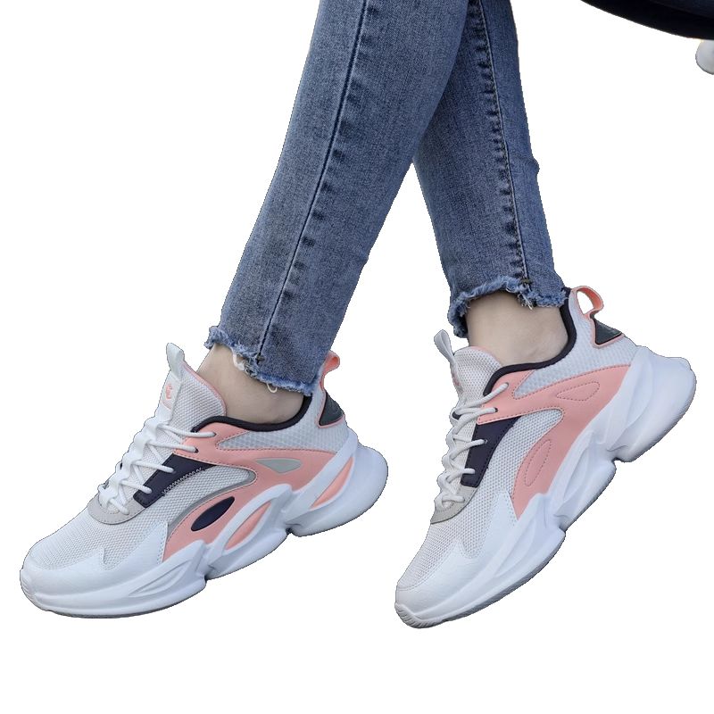 QIAODAN Cushioning Abrasion Resistant Breathable Lightweight Low top Running Shoes Women's White Pink