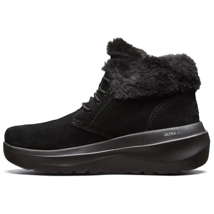 Skechers Skyhigh Ultra Suede Fleece Lined Ankle Boots Women's All Black