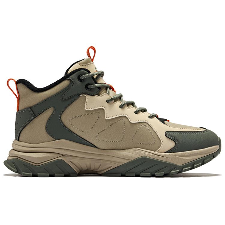 Erke Fiery Wild 2 Slip Resistant Thermal Height Increasing High top Outdoor Shoes Men’s Linen Gray With Stone Green