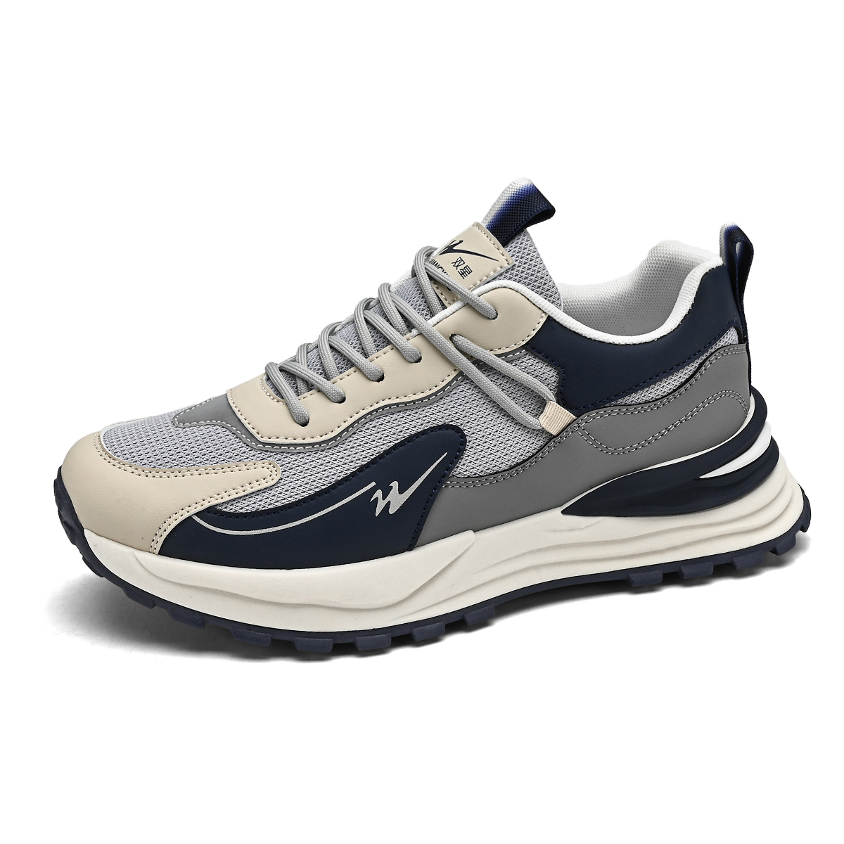 Binary Cushioning Slip Resistant Lightweight Height Increasing Low top Running Shoes Men’s Gray Blue