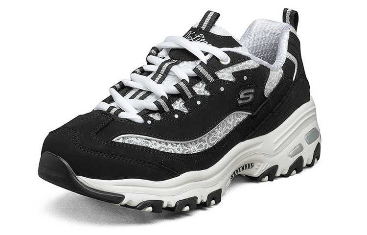 Женские кроссовки Skechers D'LITES 1.0 (черно-белые) — Чёрный / белый — фото 3