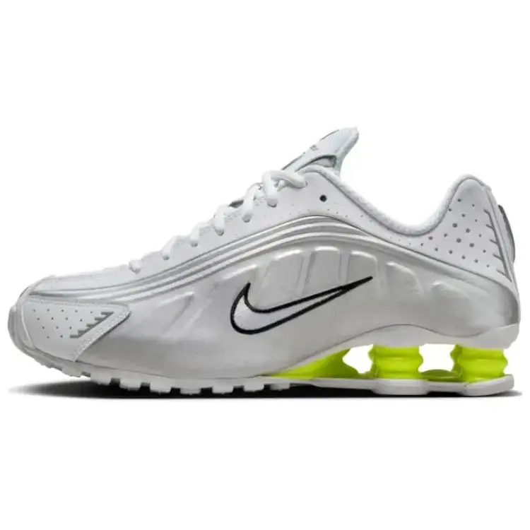 Nike Shox R4 White Metallic Silver Volt Women's