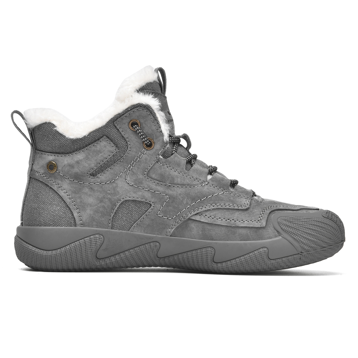 Jeep Hiking, Casual Versatile, Fleece Lined, Sports Abrasion Resistant Thermal Mid top Outdoor Shoes Men’s Gray