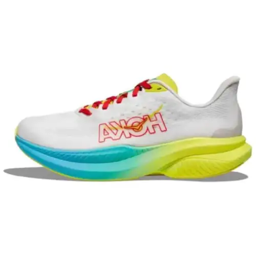 HOKA ONE ONE Mach 6 shock-absorbing and wear-resistant low-top running shoes for women, white and red
