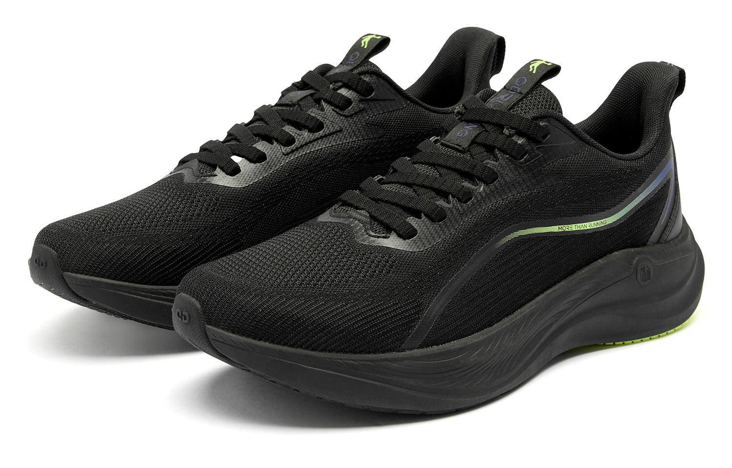 QIAODAN Wind Speed 2.0 Running Shoes Men’s Low Top Black/Flying Shadow Green