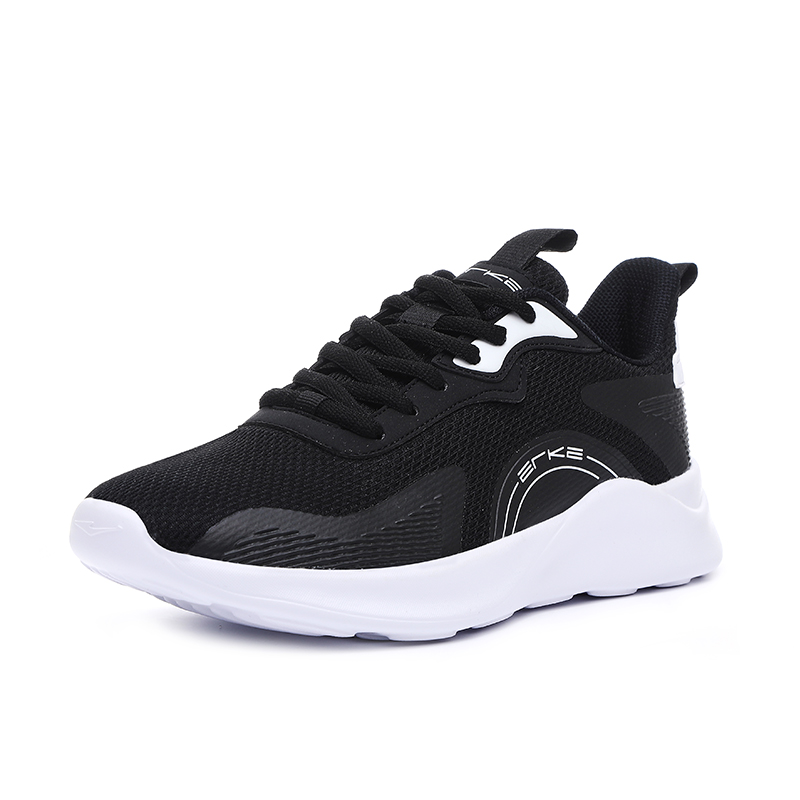 Erke Cushioning, Wear Resistant Low top Running Shoes Men’s Jet Black True White