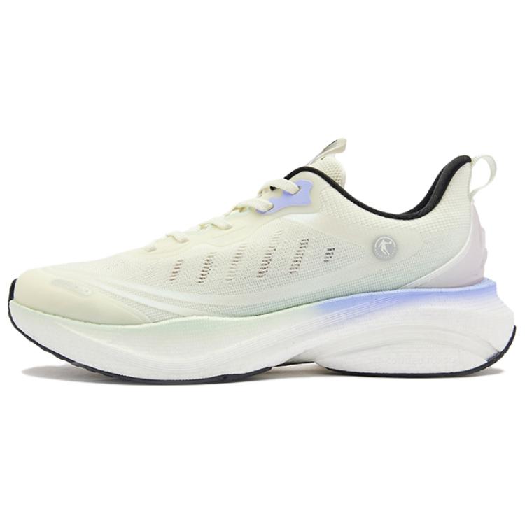 QIAODAN Synthetic Leather Cushioning Abrasion Resistant Breathable Low top Casual Running Shoes Women’s Beige Purple