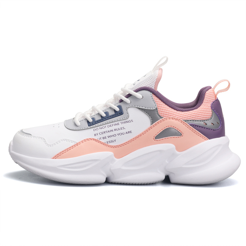 QIAODAN Comfortable Breathable And Lightweight Low top Running Shoes Women’s White Pink Purple