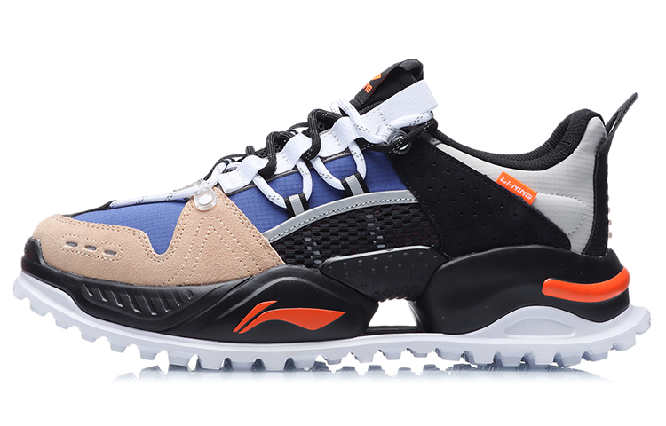 Li Ning Abrasion Resistant Thermal Low top Running Shoes Unisex Blue Apricot Black
