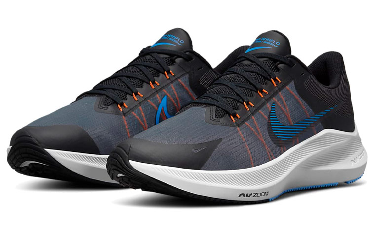 Мужские кроссовки Nike Zoom Winflo 8 (черно-серо-синие) — Чёрный / серый / синий — фото 3