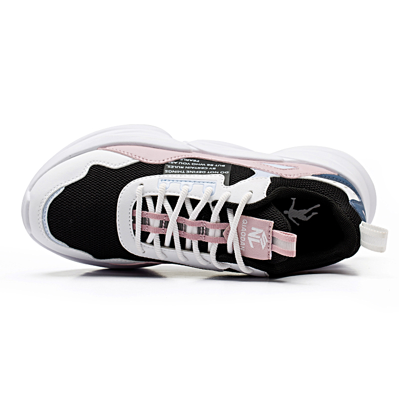 QIAODAN Slip Resistant, Abrasion Resistant, Breathable Low top Running Shoes Women’s Black Jordan White