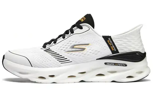 Skechers Fabric Cushioning Rebound Low top Casual Running Shoes Men's White Black