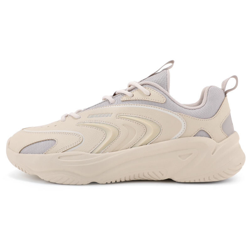 QIAODAN Cushioning Slip Resistant Breathable Low top Casual Running Shoes Men’s Beige