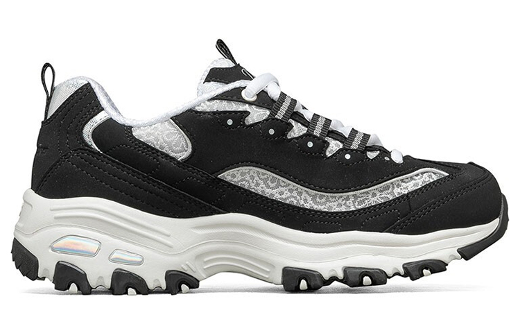 Женские кроссовки Skechers D'LITES 1.0 (черно-белые) — Чёрный / белый — фото 2