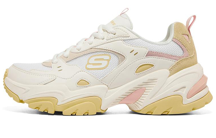 Skechers Skechers Stamina V2 lightweight Q-elastic lightweight knee pads anti-rollover cushioning start-up mecha shoes second generation Xingyao Chenxi shock-absorbing breathable support balance lightweight heightening low-top dad shoes women's white