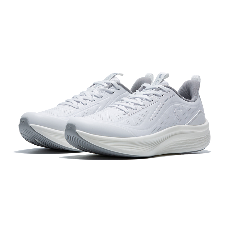 QIAODAN Slip Resistant, Abrasion Resistant, Breathable Low top Casual Running Shoes Men’s White