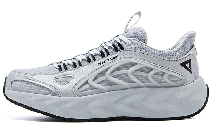 PEAK Mesh Fabric Breathable Abrasion Resistant Slip Resistant Low top Running Shoes Men’s White Gray