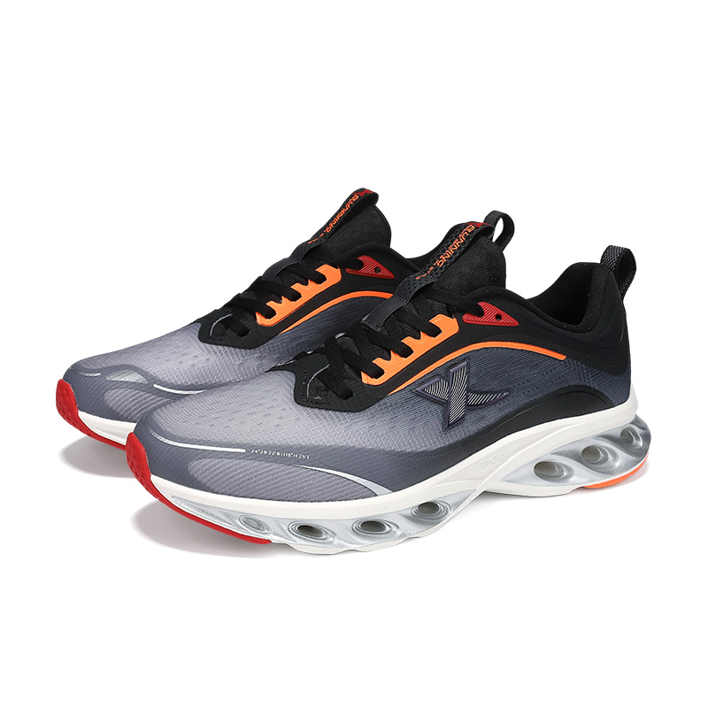 XTEP Cushioning Slip Resistant Breathable Low top Running Shoes Men’s Black Gray