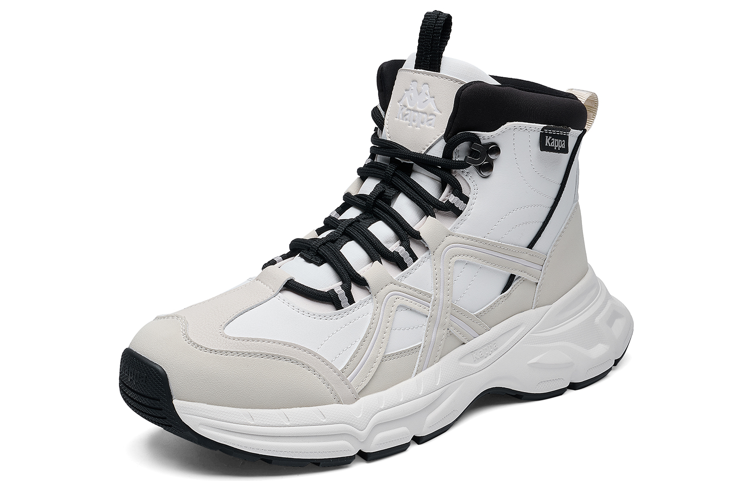 Kappa Slip Resistant Abrasion Resistant Coverage High top Outdoor Shoes Unisex Black White