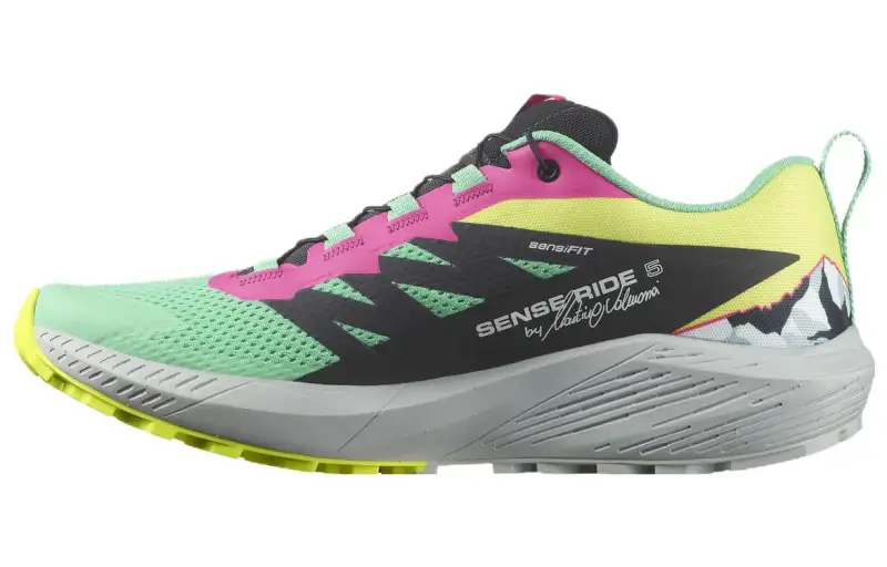 SALOMON Sense Ride 5 Sports Non Slip And Waterproof Low top Running Shoes Unisex Green Pink