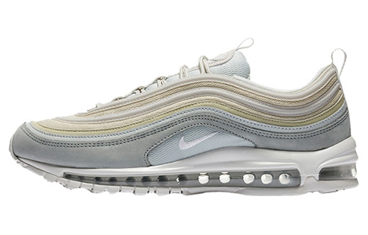 Nike Air Max 97 Premium Gray Bullet Classic Versatile Fabric Low Top Marathon Running Shoes Men's White