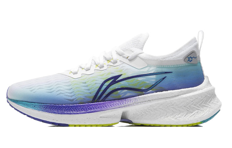 Li Ning Feidian Discovery Running Shoes Men’s Low Top White/Neon Blue Purple/Green