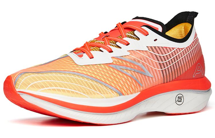 ANTA C202 GT Running Shoes Men’s Low Top Gum Yellow/Neon Bright Dark Red/Ivory White