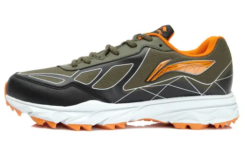 Li Ning Comfortable Cushioning Slip Resistant Abrasion Resistant Low top Running Shoes Men's Gray Orange