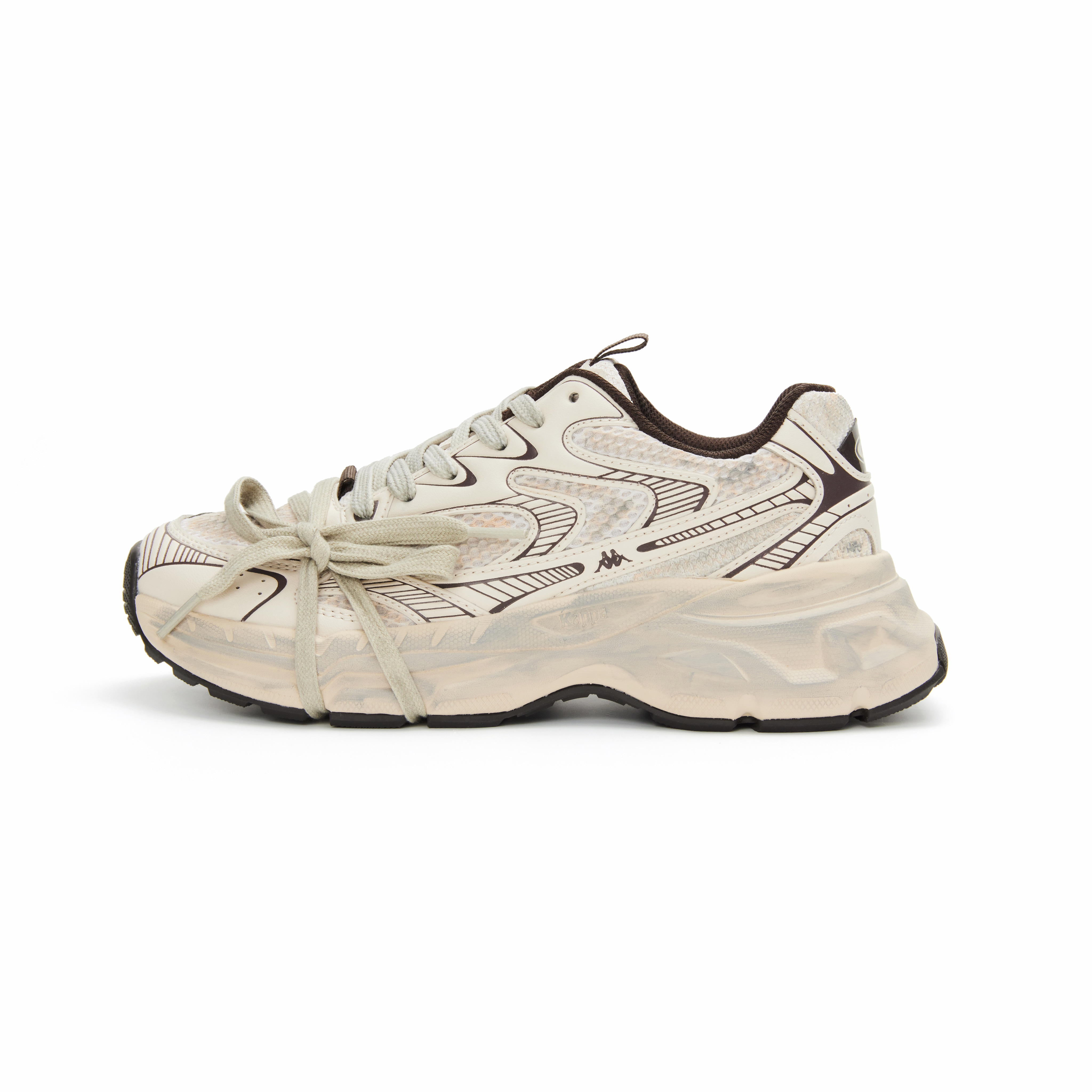 Kappa Mesh, Textile Cushioning Slip Resistant Breathable Low top Casual Running Shoes Unisex Beige