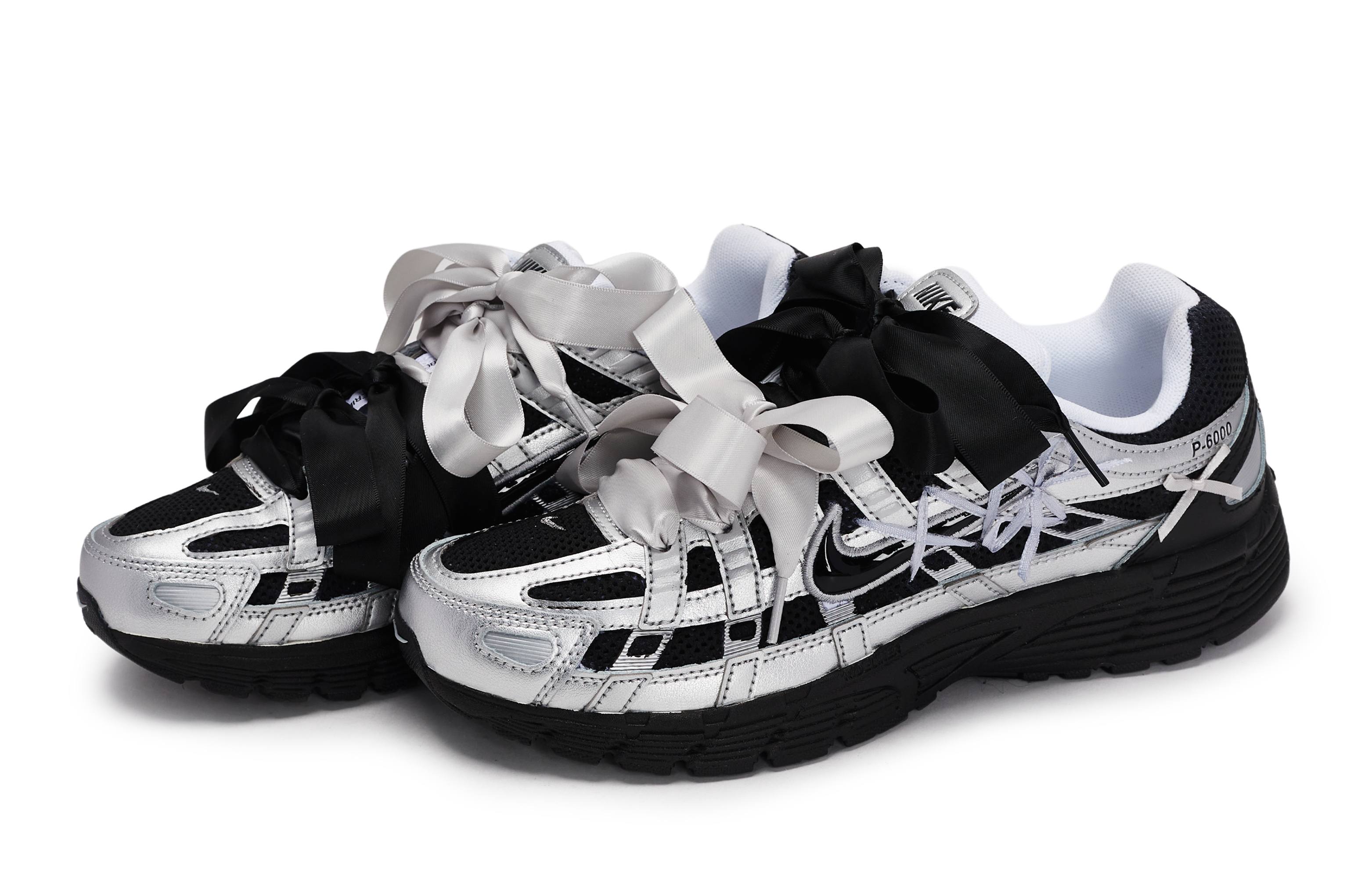 Nike P 6000 Slip Resistant Abrasion Resistant Low top Running Shoes Unisex Black Gray Silver