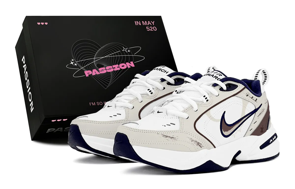 Nike Air Monarch 4 Slip Resistant Abrasion Resistant Low top Chunky Sneakers Unisex Brown White