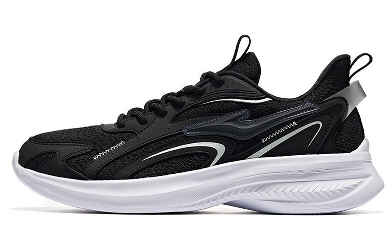 Erke Cushioning Slip Resistant Abrasion Resistant Low top Running Shoes Men’s Jet Black Bright Silver