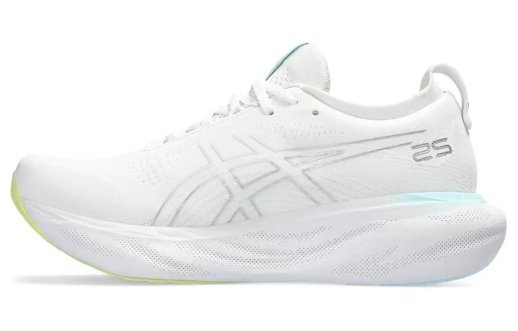 ASICS Gel Nimbus 25 White Pure Silver Yellow Women's