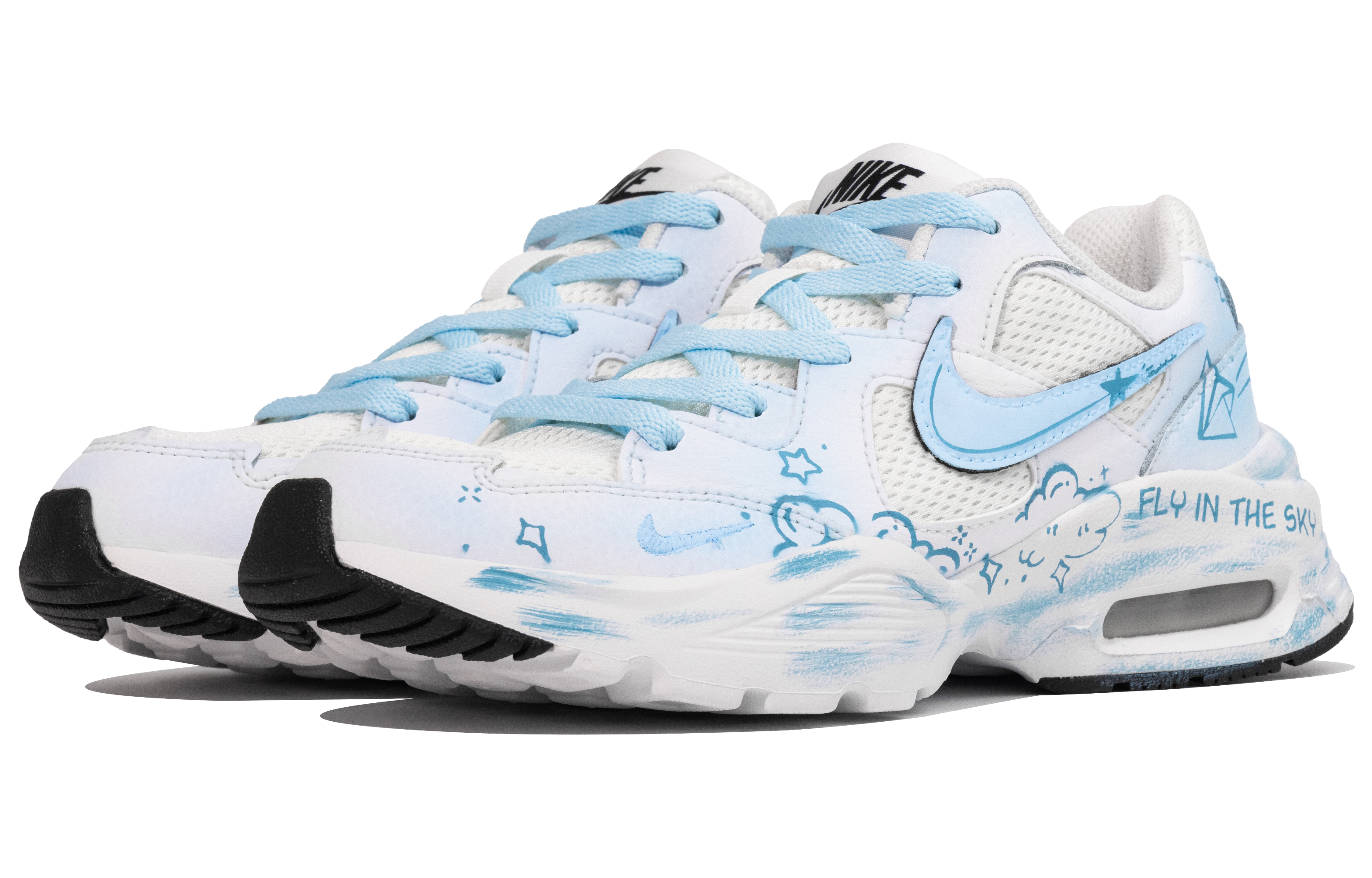 Nike Air Max Fusion Slip Resistant Abrasion Resistant Low top Running Shoes Unisex White Blue