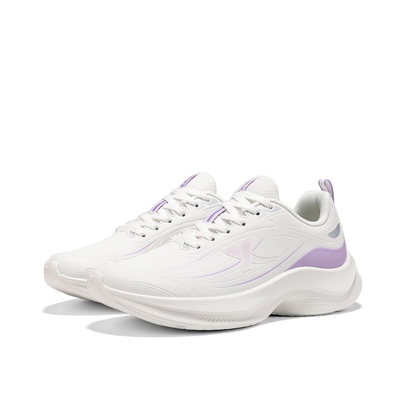 XTEP Synthetic Leather Cushioning, Wear Resistant Low top Casual Running Shoes Women’s Sail White Peony Purple