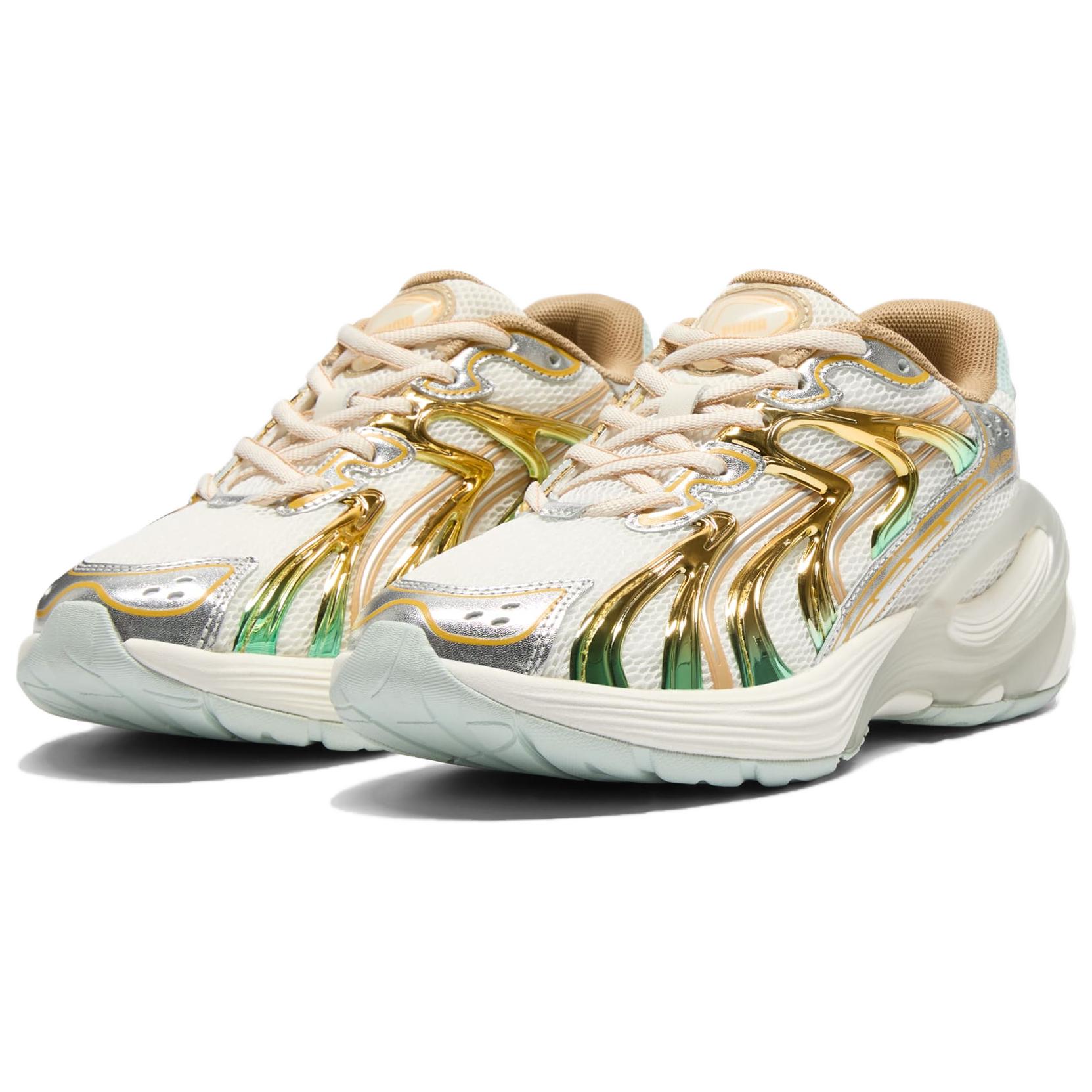 PUMA Slip Resistant Abrasion Resistant Low top Running Shoes Women’s White Gold