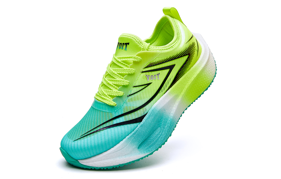 VOIT Cushioning Height Increasing Slip Resistant Low top Carbon Plate Marathon Running Shoes Unisex Green Neon Green