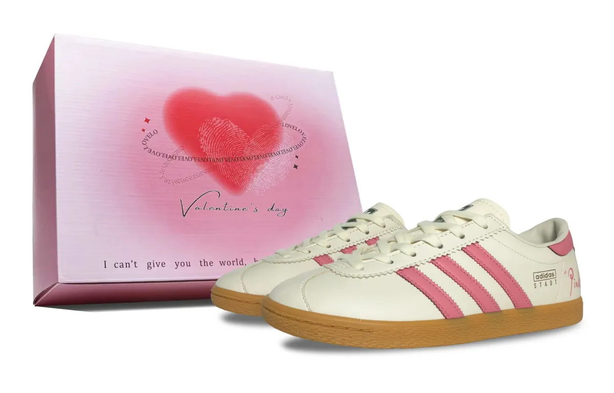 Adidas Originals Stadt Modern, Valentine Box Classic And Versatile Low top German Army Trainers Unisex Beige Pink