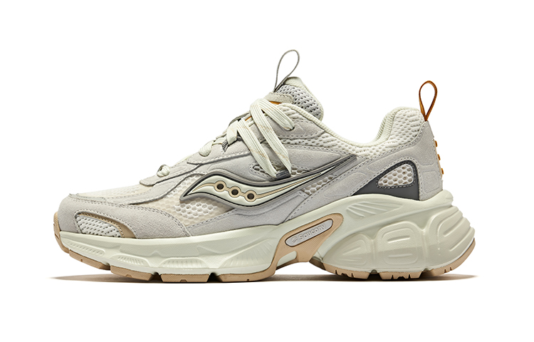 Saucony 2K CAVALRY Cow Leather, Synthetic Leather Low top Casual Running Shoes Unisex Gray Beige