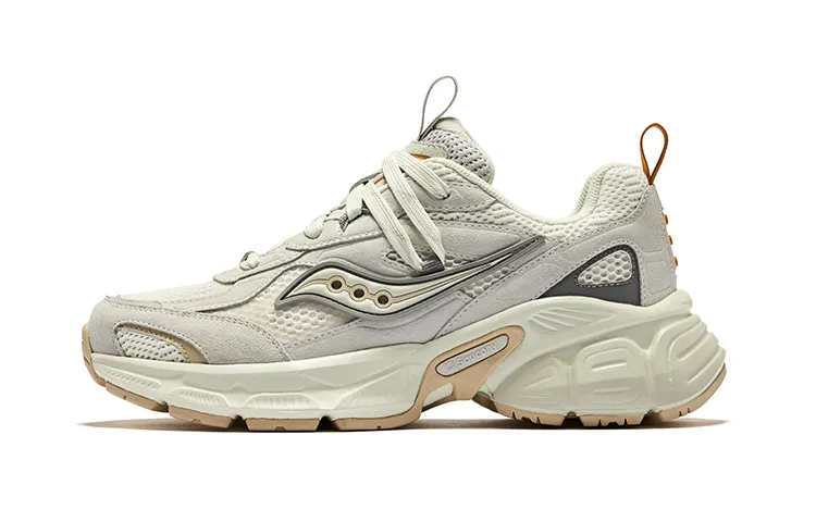 Saucony 2K CAVALRY Cow Leather, Synthetic Leather Low top Casual Running Shoes Unisex Gray Beige