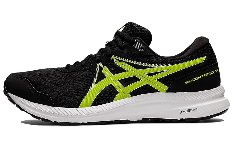 Asics Gel Contend 7 Comfortable Low top Running Shoes Men's Black Green 4E Width