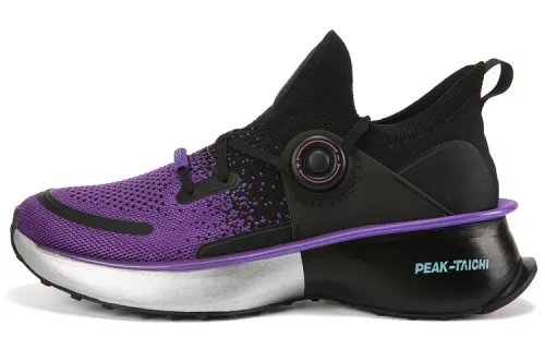 PEAK Tai Ji2.0 Leather Cushioning Slip Resistant Abrasion Resistant Low top Taichi Running Shoes Men's Black Purple