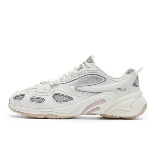 FILA Low top Running Shoes Women's Milk White With Silver Stitching