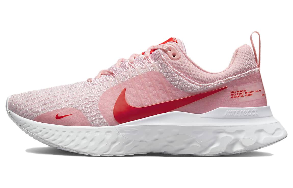Женские кроссовки Nike React Infinity Run Flyknit 3 (розово-бело-красный)