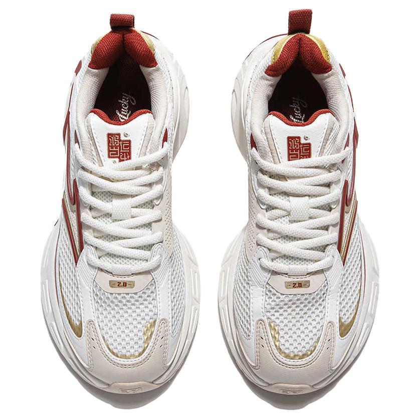 Erke Slip Resistant Abrasion Resistant Low top Casual Running Shoes Women’s White Beige Red