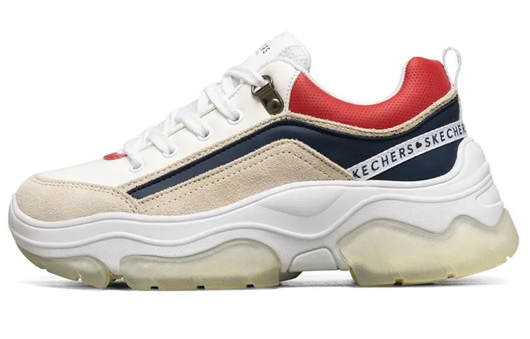 Skechers Street Amp'D Synthetic Leather, Split Cow Leather Low top Chunky Sneakers Women's White Blue Red