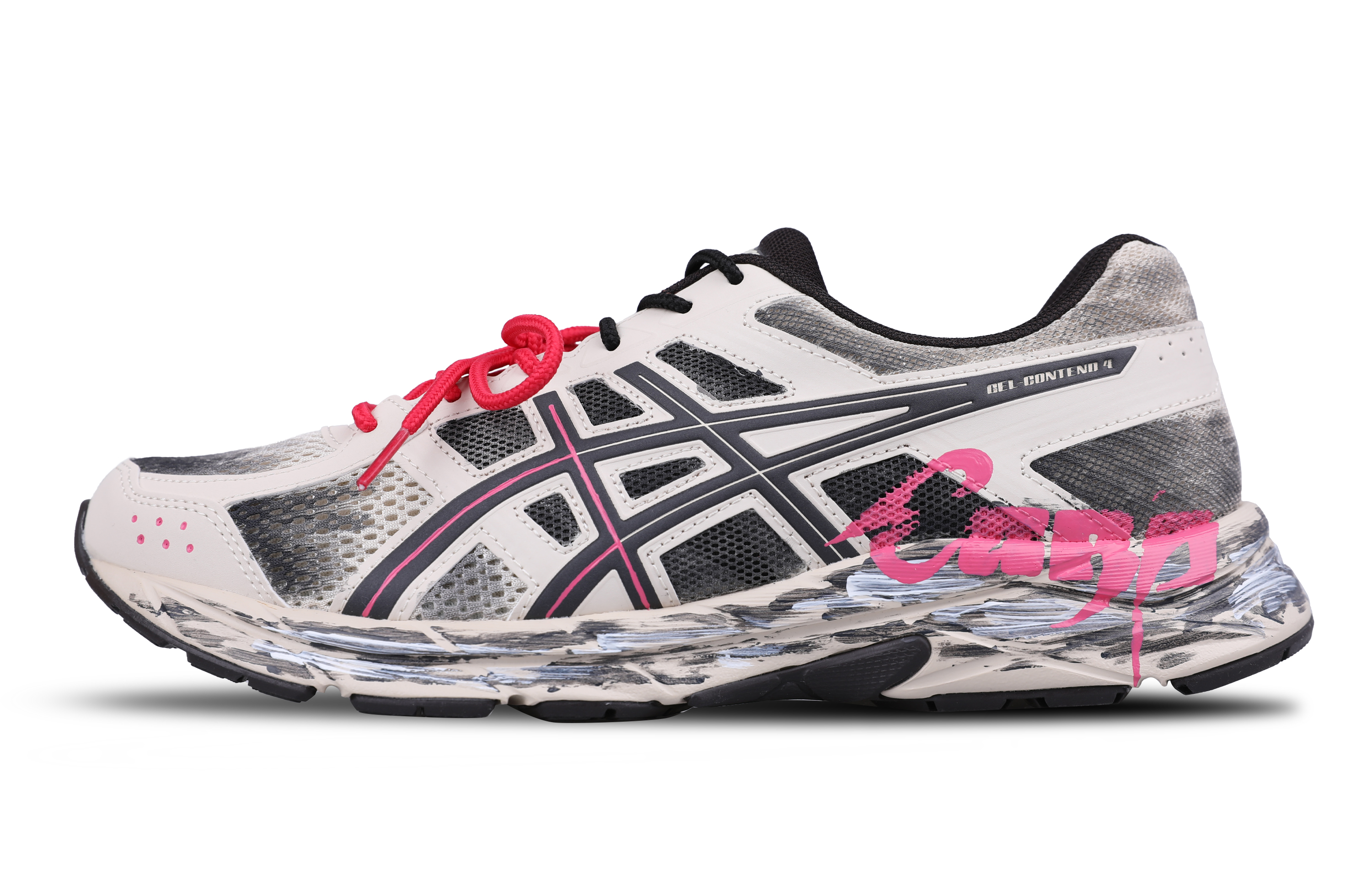 Asics Gel Contend 4 Slip Resistant, Abrasion Resistant, Lightweight Low top Running Shoes Men's Gray Pink