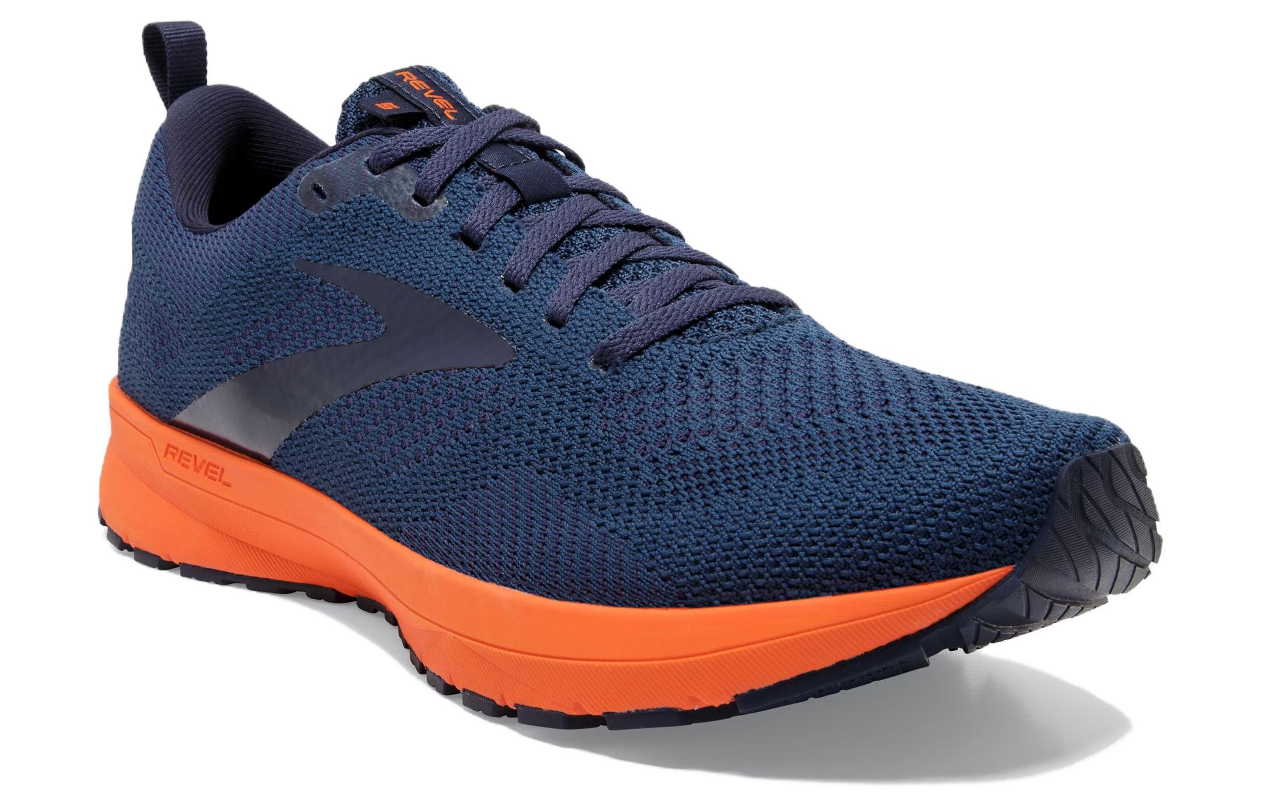 Brooks Revel 5 Fabric Slip Resistant Abrasion Resistant Low top Running Shoes Men's Blue Orange